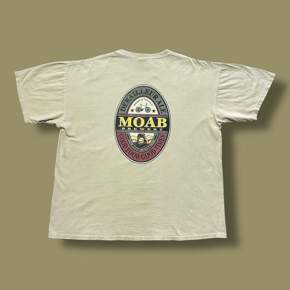 Vintage Thrashed Shirt Pigment Dyed Moab Utah y2k Graphic Tee Beige XL